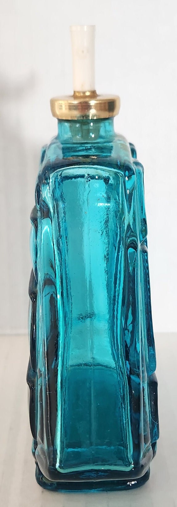 Vintage After Shave Ship Blue Glass Bottle Cologne Decanter