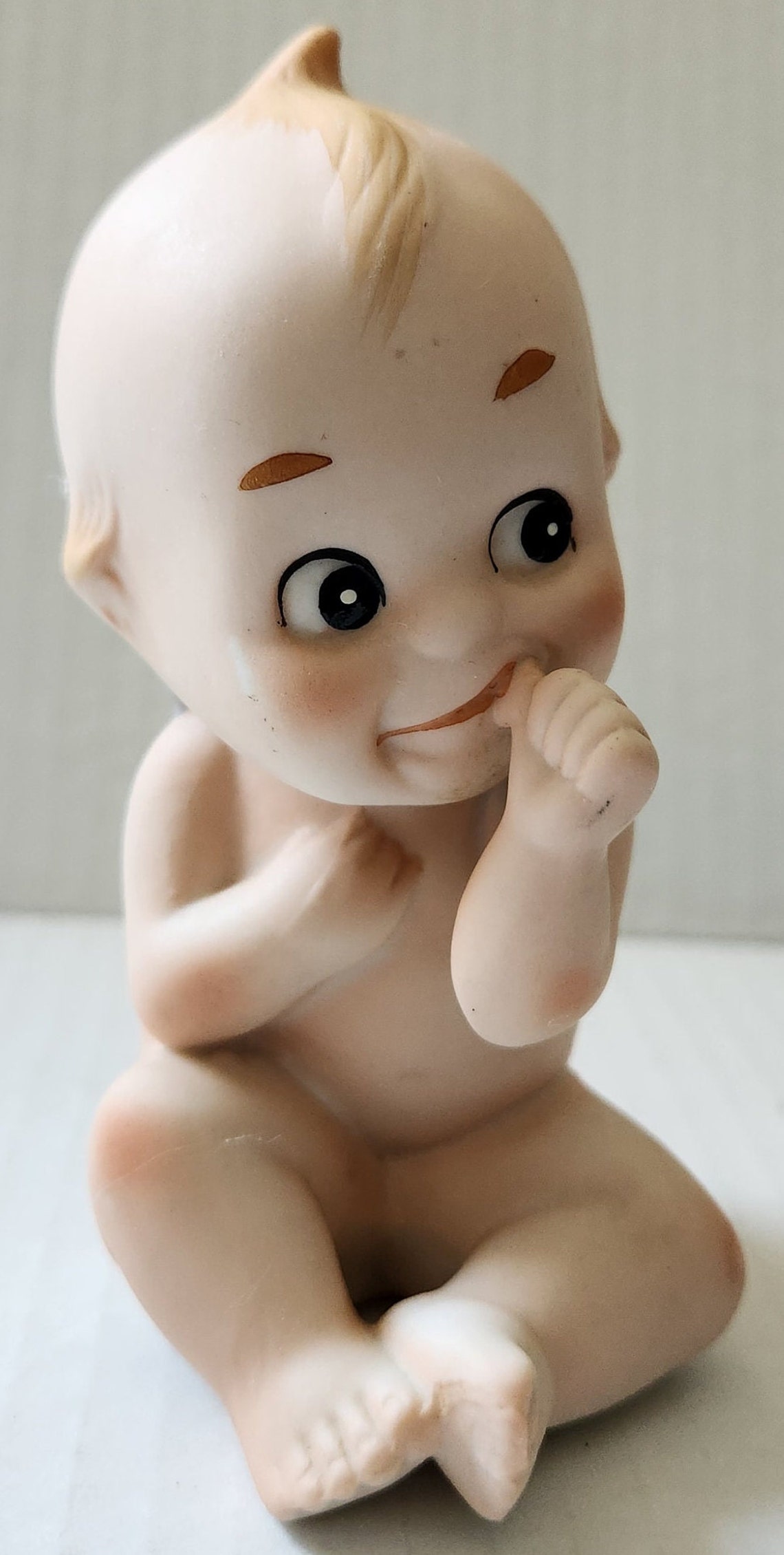 Vintage Lefton Kewpie Doll Porcelain Figurine Kitschy Thumbsucker Cupie