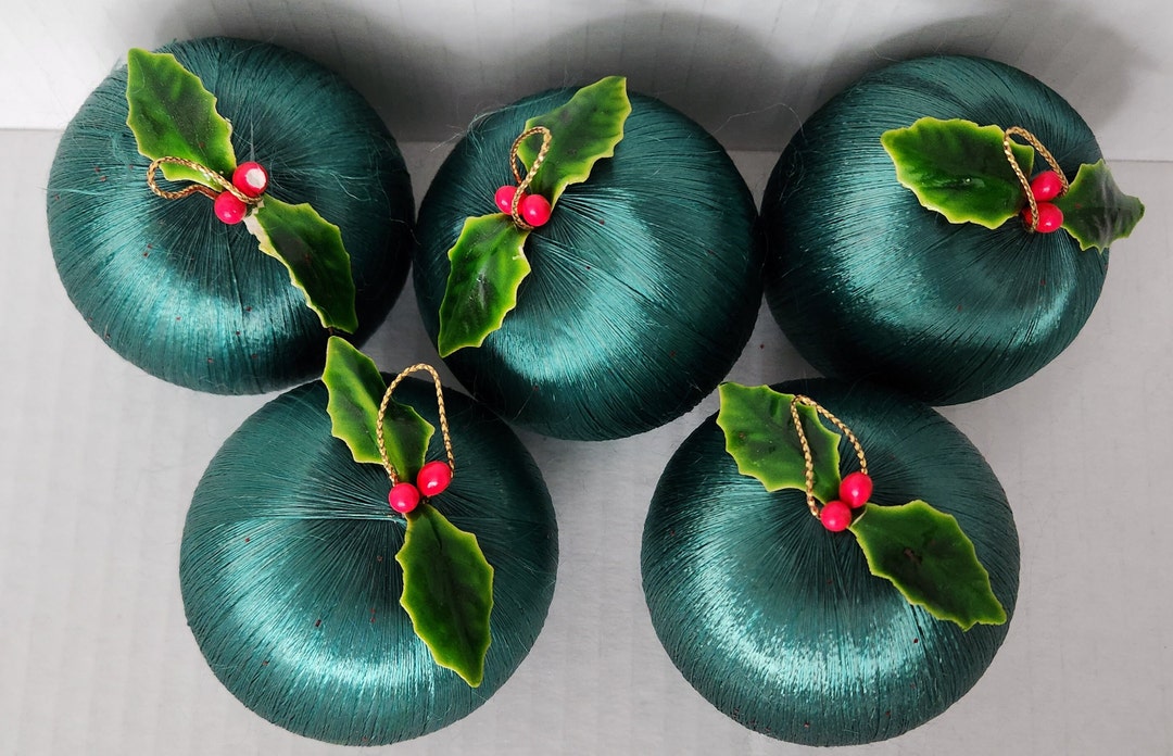 Vintage Satin Christmas Ball Ornaments Set of 5 Etsy