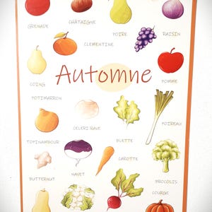 Carte de fruits et légumes d'automne
