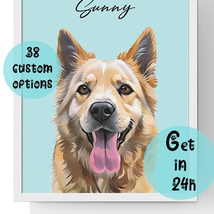 Custom dog portrait from photo Digital pet portrait Pet sympathy gift DIGITAL DOWNLOAD to Print Custom wall art