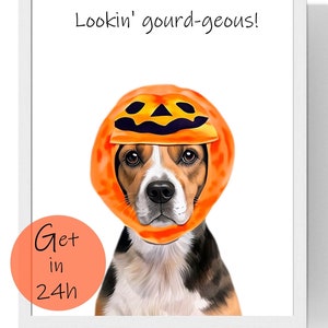 Halloween pet portrait Custom halloween art Funny dog portrait Personalized pet art Halloween gift DIGITAL DOWNLOAD to print