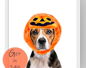 Custom Halloween Dog Portrait, Funny Pet Art, Personalized Wall Art (Digital Download)