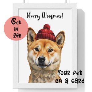 Custom pet portrait Christmas dog sketch from photo Watercolor personalized pet drawing in costume DIGITAL DOWNLOAD for Print Pet lover gift