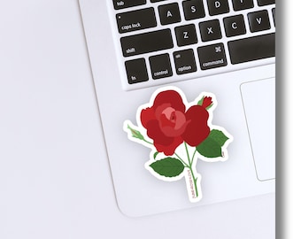 Rose June Birth Flower Sticker | Flower Stem Sticker | Pretty Floral Decal | Birth Month Waterbottle Stickers | Kindle Sticker Gift