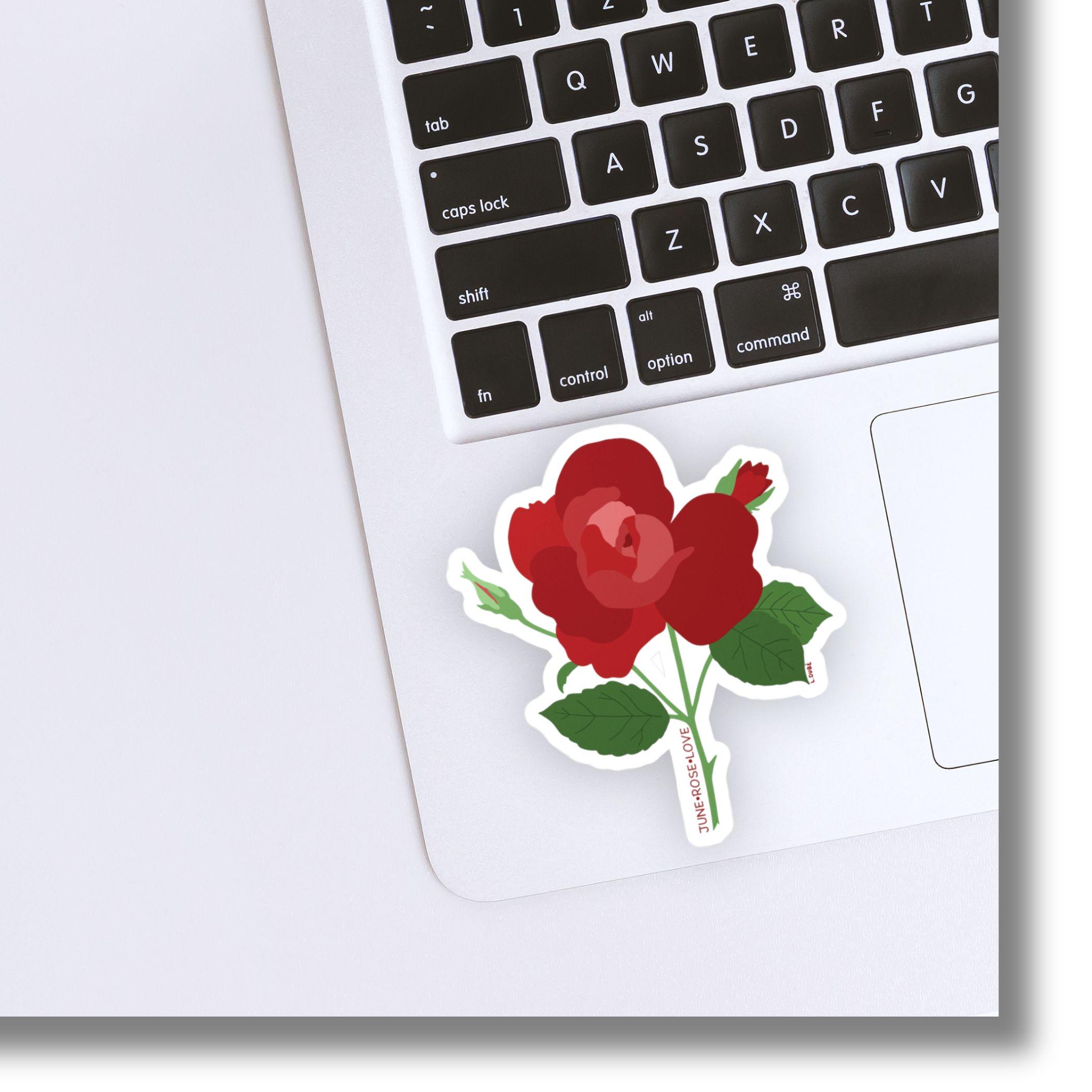 Rose June Birth Flower Sticker | Flower Stem Sticker | Pretty