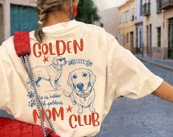 Golden Mom Club Shirt: Comfort Colors Golden Lover Gift, Retro Golden Retriever Dog Mom Tee, Unique Mother’s Day Gift for Dog Lovers