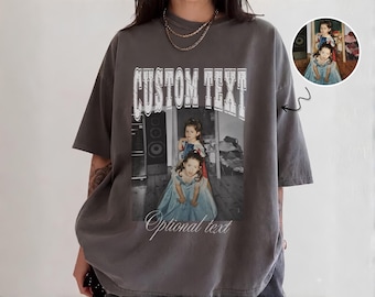 Custom Photo Shirt Your Text and Image: Personalized Picture Comfort Colors Tee, Family Friends Matching Keepsake Gift