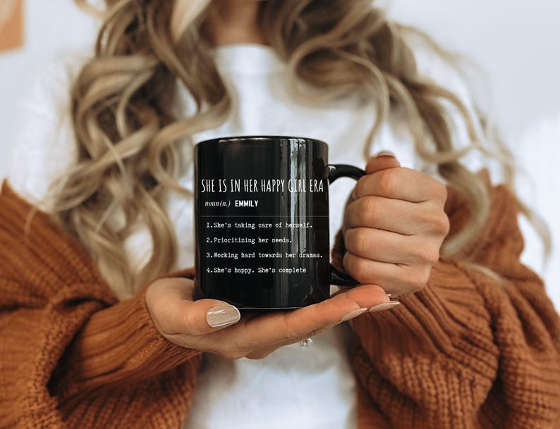 Happy Girl Era Coffee Mug, Personalized Name Definition Mug, Mug for