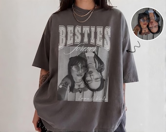 Personalized Custom Photo Best Friend Shirt: Custom Vintage Picture Besties Tee, Friendship Keepsake Gift