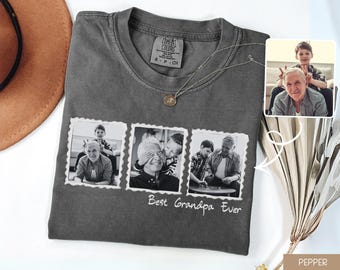 Comfort Color Custom Photo Grandpa Shirt: Personalized Grandfather Picture Tee, Best Grandpa Ever Keepsake Apparel