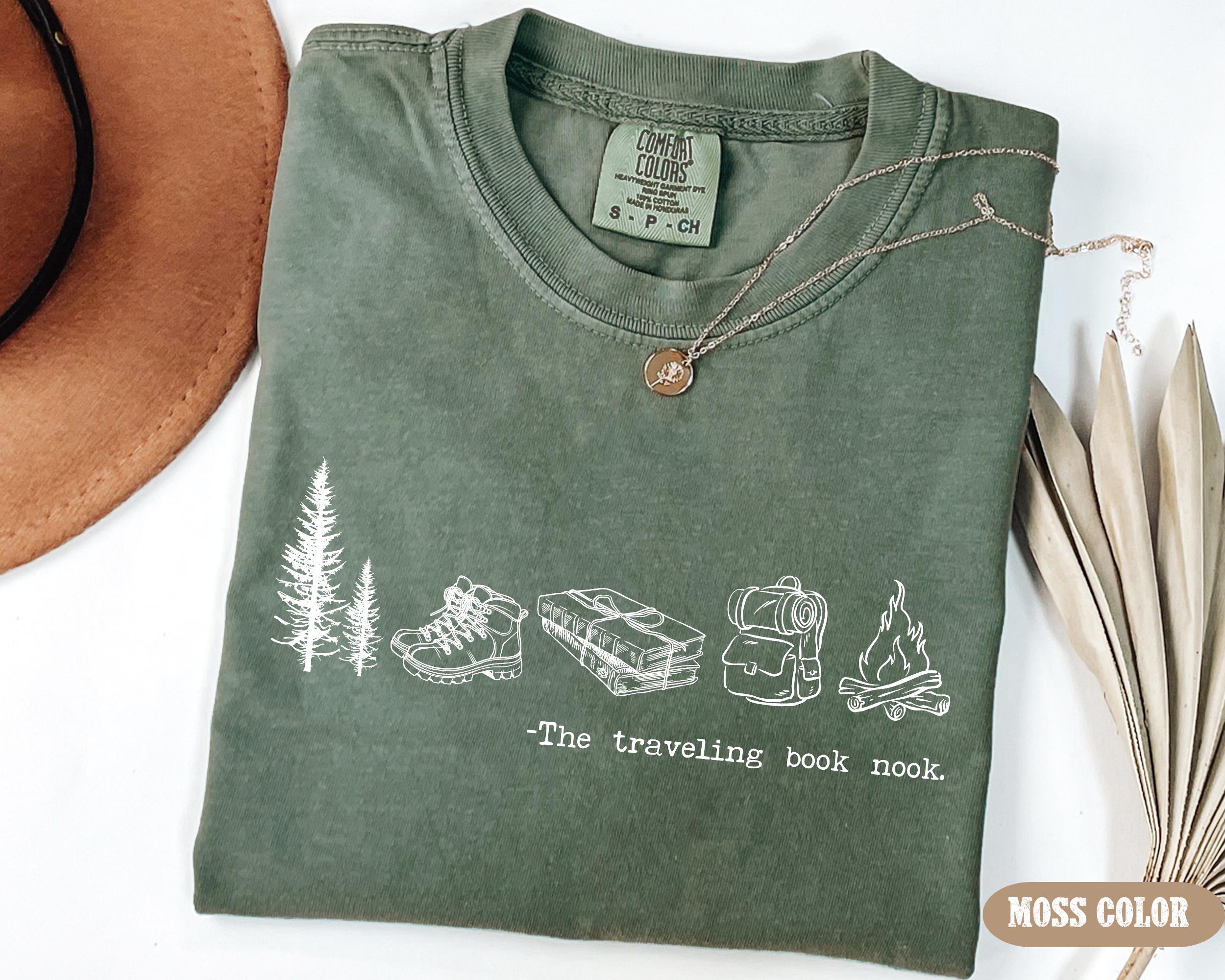 Retro Camping Shirt, Traveling Book Nook TShirt, Camp Lovers Tee, Summer Camp Shirt for Bookworm, Camp Lovers Gift, Girly Bookish Gift