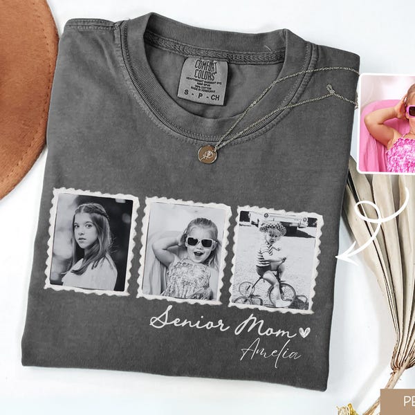 Personalized Vintage Photo Senior Shirt: Custom Picture Senior Mom Shirt 2026, Class of 2026 Graduate Keepsake