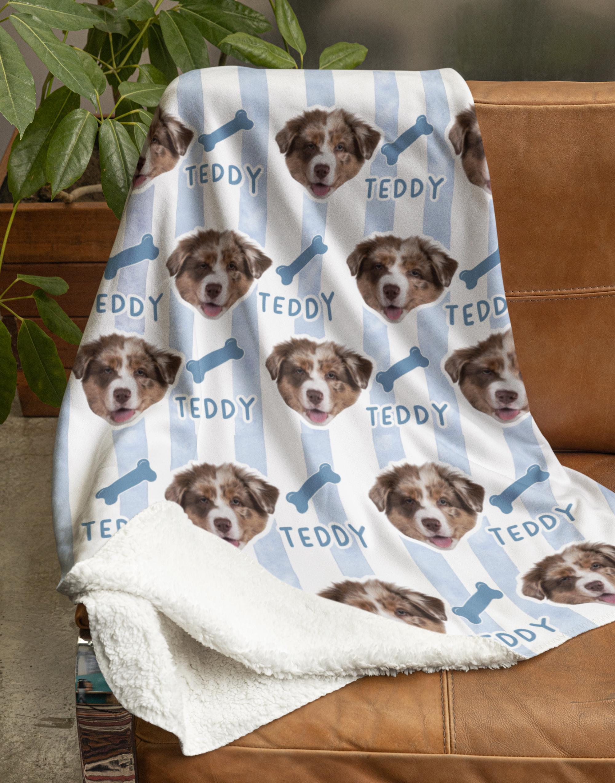 Custom Pet Photo Blanket With Name: Personalized Dog Face Blanket for ...
