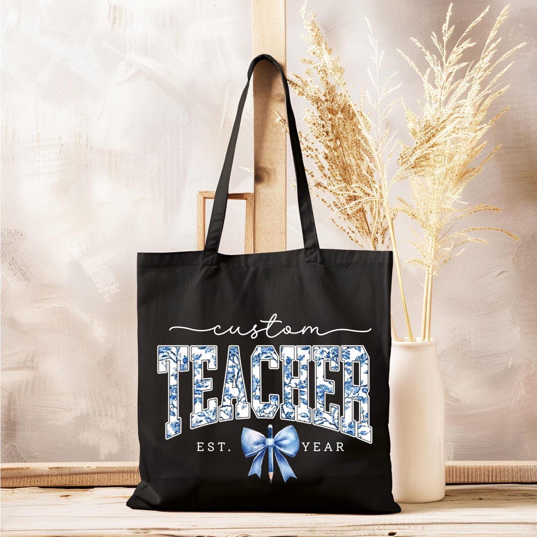 Custom Teacher Floral Tote Bag, Back to School Teacher Gift Totes ...
