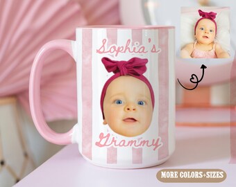 Custom Baby Face Photo Mug: Stripe Baby Face Cup, Unique New Parent Gift, Grandparents Keepsake Mug