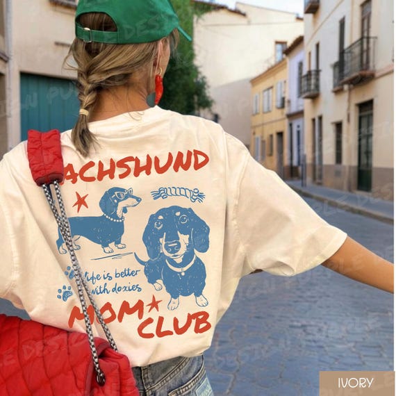 Dachshund Mom Club Shirt: Comfort Colors Doxie Lover Gift, Retro Sausage Dog Mom Tee, Funny Wiener Dog Mama Graphic Tshirt