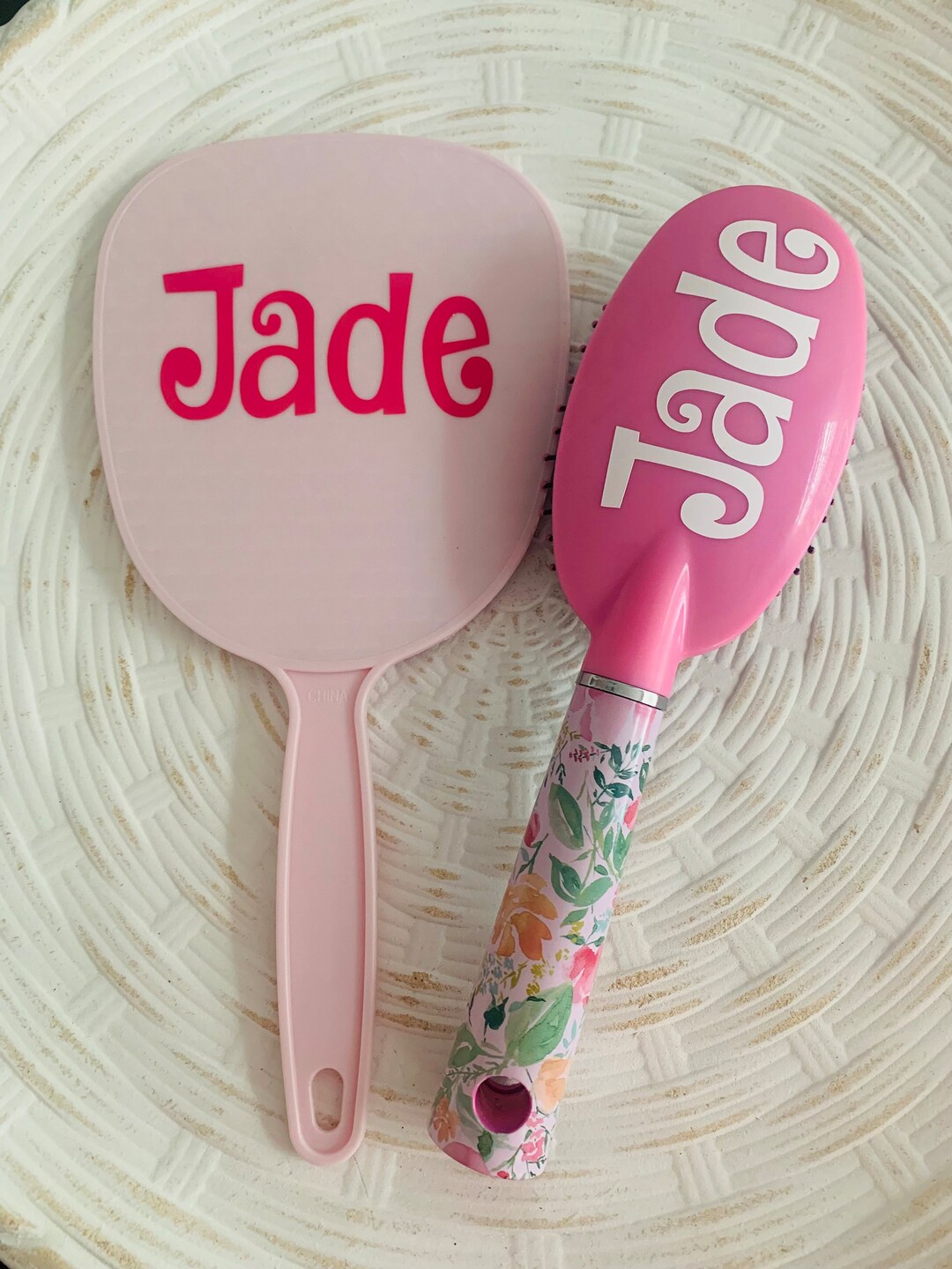 2 Personalized Hair Brush and Mirror Sets Custom Hair Brush Etsy