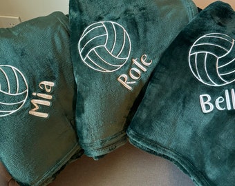 Personalized volleyball blanket/ Custom throw blanket/ sports blanket  gift 50 x 60” embroidered gift for sport lovers/ embroidered blanket