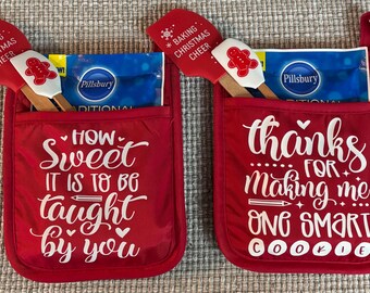 Thanks for making me one smart cookie pot holder/ teacher gift/ teacher pot holder, cookie mix, spatula set