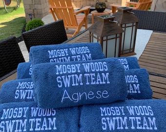 4 Personalized swim team towel/ Custom swim  towel / swim team gift 30 x 54” dive team towel/ sports team towel / coach gift embroidered