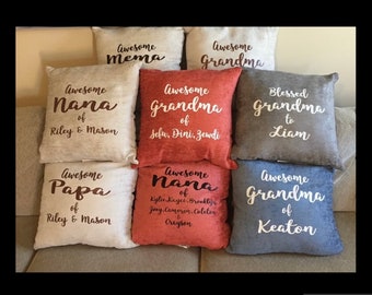 Personalized nana throw pillow/ custom grandma pillow/ custom mom pillow/ valentines gift/ Mother’s Day gift 18”
