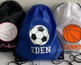 Personalized soccer backpack / custom basketball drawstring bag / volleyball backpack drawstring sports team bag team gift