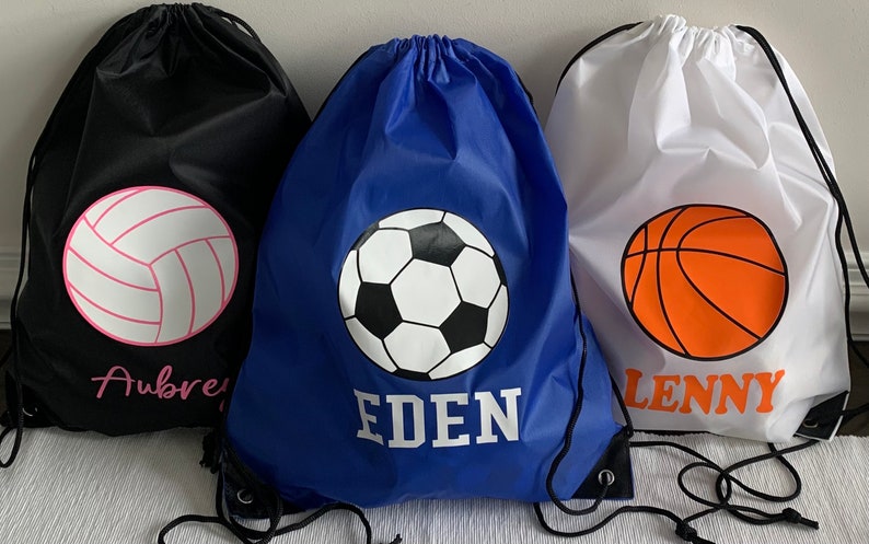 Personalized soccer backpack / custom basketball drawstring bag / volleyball backpack drawstring sports team bag team gift image 1