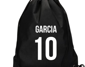 Personalized school drawstring with number, custom sports bag, personalized drawstring bag personalized soccer team bag,  soccer team gift