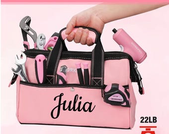 Personalisierte Werkzeugtasche, benutzerdefinierte Werkzeugtasche, Werkzeugtasche, Geburtstagsgeschenk, Werkzeugtasche, Geschenk für Frau, rosa Werkzeugtasche ((Werkzeuge nicht enthalten))