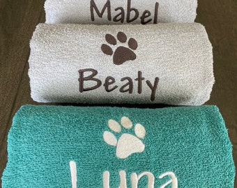 Personalized Pet towel/ Custom dog towel / paw print towel pet gift 30 x 54” embroidered