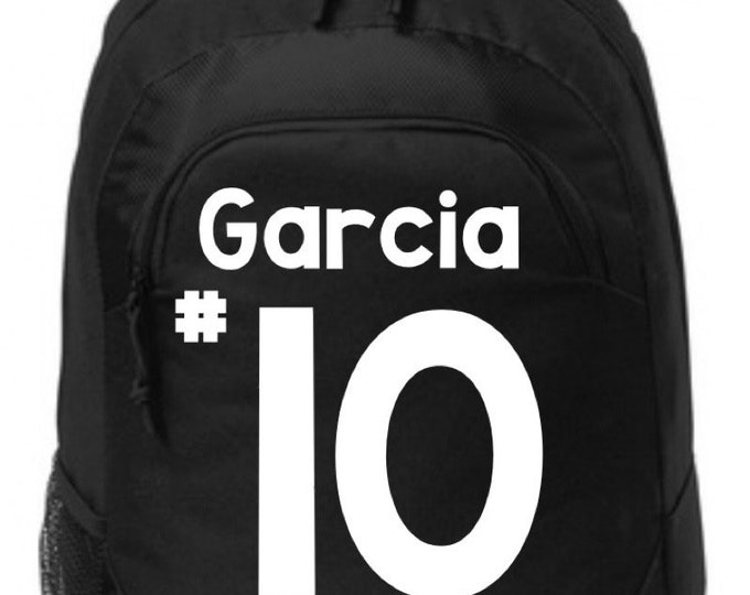 Personalized school backpack with number, custom sports bag, personalized backpack bag personalized soccer team bag,  sports  team gift