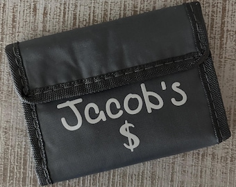 Personalized trifold wallet, custom kids wallet, soccer wallet, character wallet birthday gift Christmas gift