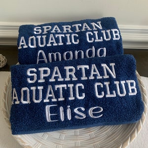 Personalized swim team towel/ Custom swim  towel /  swim team gift 30 x 54” coach towel/ coach gift/ swim and dive/ aquatic team
