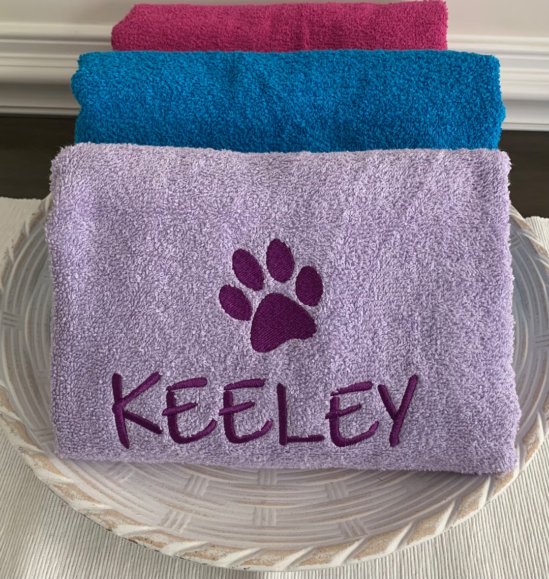 Personalized Pet Towel/ Custom Dog Towel / Paw Print Towel Pet Gift 30