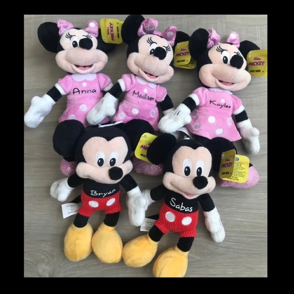 Personalized Mickey Mouse stuffed animal with name personalized Disney plush toy customs Minnie  Mouse toy 9”stocking stuffer