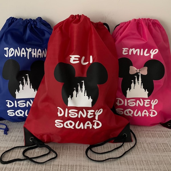 Personalized Disney backpack Christmas gift personalized drawstring bag personalized Mickey bag Minnie bag Disney castle bag