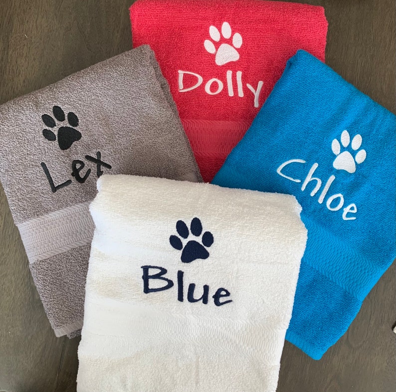 Personalized Pet Towel/ Custom Dog Towel / Paw Print Towel Pet Gift 30