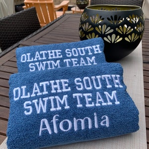 Personalized swim team towel/ Custom swim  towel /  swim team gift 30 x 54” dive and swim team / coach gift/ swim team gift