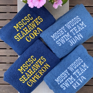 Personalized swim team towel/ Custom swim  towel /  swim team gift 30 x 54” dive abd swim towel/ coach gift/ school gift