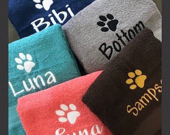 Personalized Pet towel/ Custom dog towel / paw print towel pet gift 30 x 54” embroidered towel