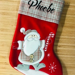 Personalized plaid Christmas stocking Santa stocking reindeer stocking snowman stocking embroidered name