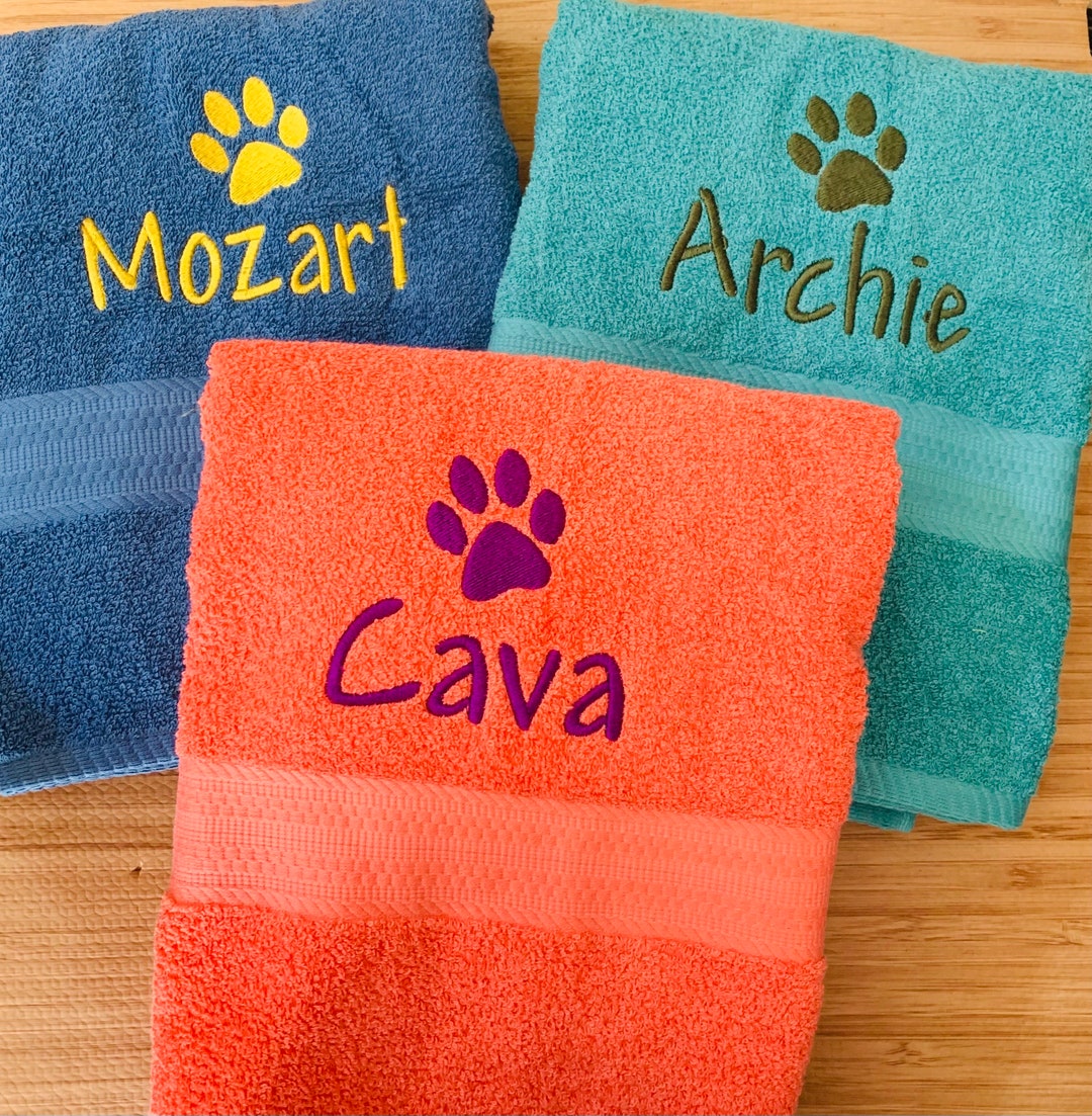 3 Personalized Pet Towel/ Custom Dog Towel / Paw Print Towel Pet Gift