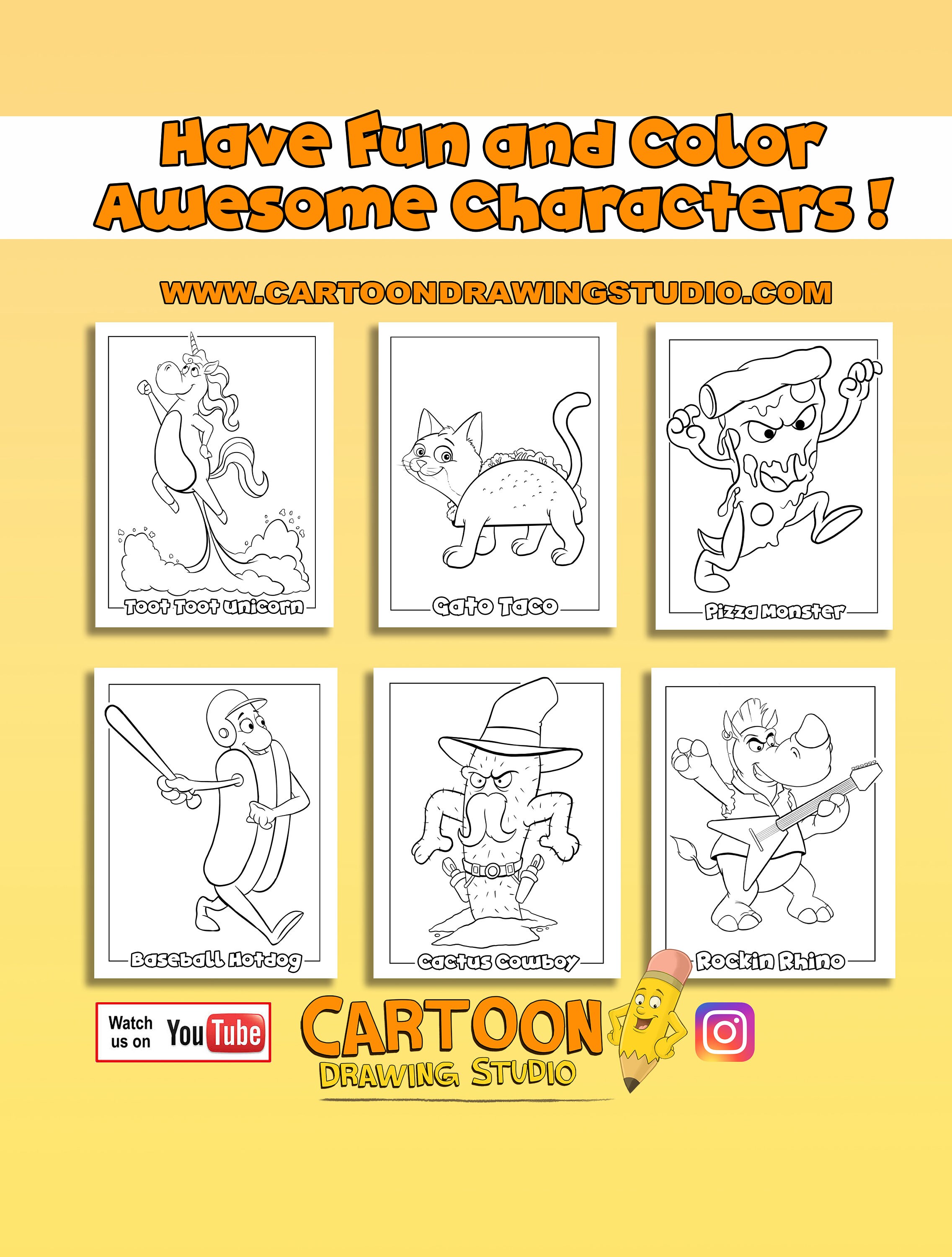 Cartoon Drawing Studio Coloring Book Digital Download-fun - Etsy