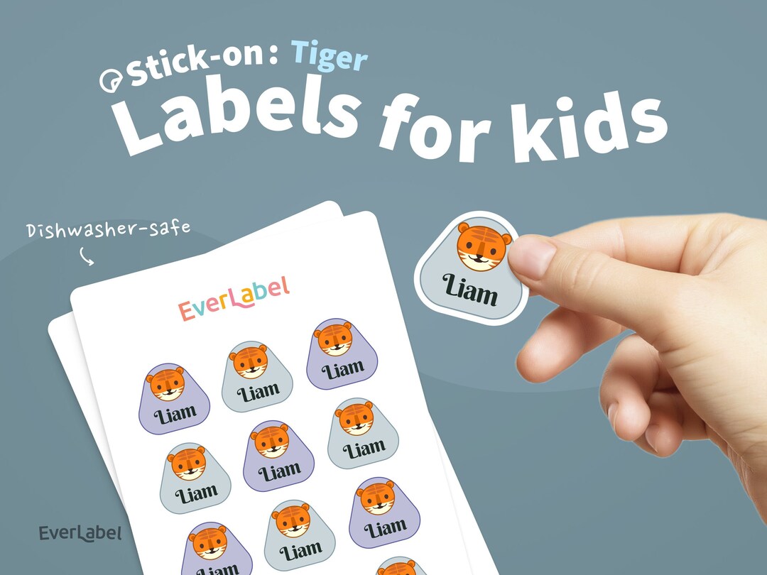 Dishwasher Safe Daycare Labels Cute Animal Tiger Kid Label - Etsy