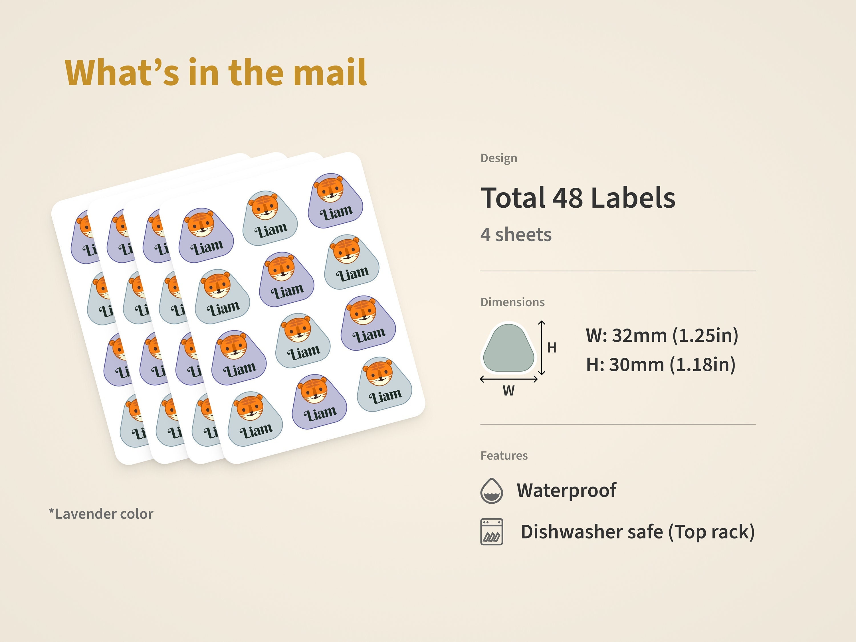 Dishwasher Safe Daycare Labels Cute Animal Tiger Kid Label Etsy