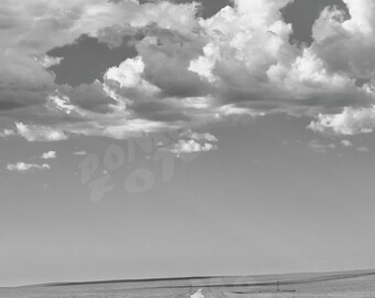 Black and White Lincoln Cheyenne County Line Colorado Photographic Print Landscape Wall Art
