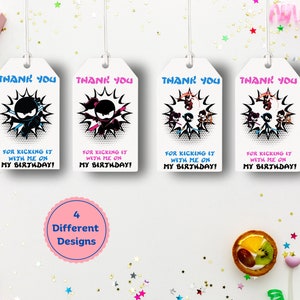 Printable Ninja Kidz Birthday Thank You Favor Tags: Thank You For Kicking It With Me On My Birthday! Boy Girl Birthday; Instant Download.