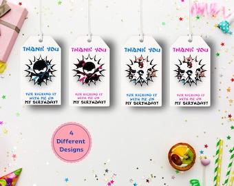 Ninja Kidz Birthday Thank You Tags Printable, Ninja Party Favor Tags, Kids Goodie Bag Labels, Instant Download