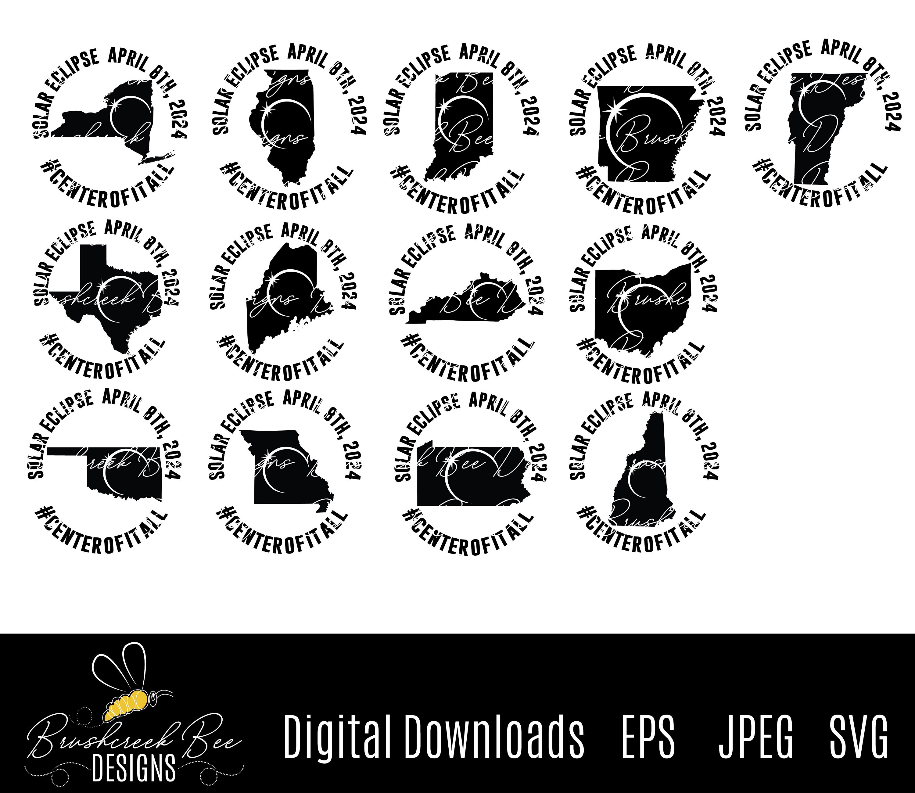 Solar Eclipse Designs for 13 States April 8th, 2024 Etsy